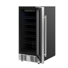 Under-Counter Beverage Refrigerator, 15 In., 3 Cu. Ft., Glass Door, Stainless Steel