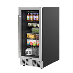 Under-Counter Beverage Refrigerator, 15 In., 3 Cu. Ft., Glass Door, Stainless Steel