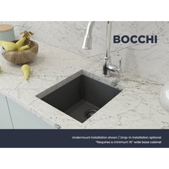 Undermount and Drop-In Kitchen Sink, Campino, Single Bowl, Granite, Concrete Gray