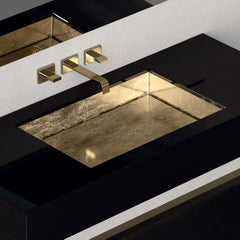 Undermount Bathroom Sink, Four Lux, Rectangular, Pert/Acrylic, Gold Leaf