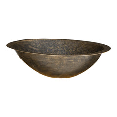 Undermount Bathroom Sink, Oval, Hammered Copper, Antique Brass