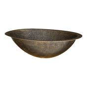 Undermount Bathroom Sink, Oval, Hammered Copper, Antique Brass