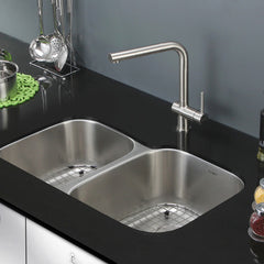Undermount Kitchen Sink, 40/60 Double Bowl, 16 Gauge, Stainless Steel, 32 Inch