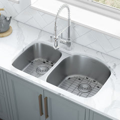 Undermount Kitchen Sink, 40/60 Double Bowl, 16 Gauge Stainless Steel