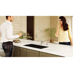 Undermount Kitchen Sink, 50/50 Double Bowl, Quartz Composite, 32 Inch, Black