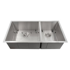 Undermount Kitchen Sink, Chamonix, Double Bowl, 36 in., Stainless Steel