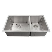 Undermount Kitchen Sink, Chamonix, Double Bowl, 36 in., Stainless Steel