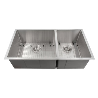 Undermount Kitchen Sink, Chamonix, Double Bowl, 36 in., Stainless Steel