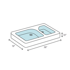Undermount Kitchen Sink, Chamonix, Double Bowl, 36 in., Stainless Steel