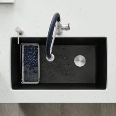 Undermount Kitchen Sink, Diamond, Super Single Bowl, Granite Composite, Coal Black