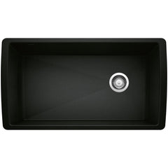 Undermount Kitchen Sink, Diamond, Super Single Bowl, Granite Composite, Coal Black