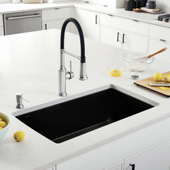 Undermount Kitchen Sink, Diamond, Super Single Bowl, Granite Composite, Coal Black