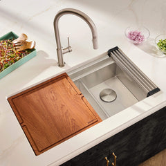 Undermount Kitchen Sink, Dual Tier, Double Bowl, 33-Inch, Stainless Steel