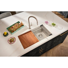 Undermount Kitchen Sink, Dual Tier, Double Bowl, 33-Inch, Stainless Steel