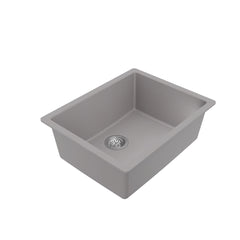 Undermount Kitchen Sink Kit, Single Bowl, Quartz, 24-3/8 x 19-1/8 In, Gray