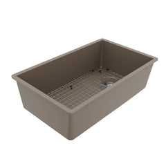 Undermount Kitchen Sink Kit, Single Bowl, Quartz, 31.75 Inch, Concrete