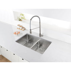 Undermount Kitchen Sink, Low-Divide, 16 Gauge Stainless Steel, 36 Inch, Brushed