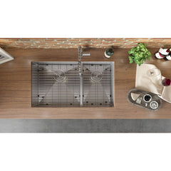 Undermount Kitchen Sink, Low-Divide, 16 Gauge Stainless Steel, 36 Inch, Brushed