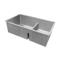 Undermount Kitchen Sink, Low-Divide Double Bowl, 33 Inch, Stainless Steel
