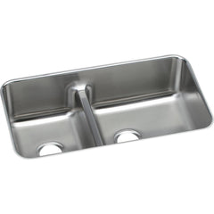 Undermount Kitchen Sink, Lustertone, Double Basin, Stainless Steel, Satin