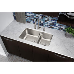 Undermount Kitchen Sink, Lustertone, Double Basin, Stainless Steel, Satin