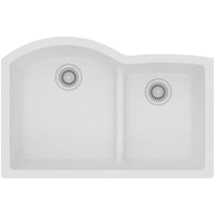 Undermount Kitchen Sink, Quartz Classic, Double Basin, Quartz, White