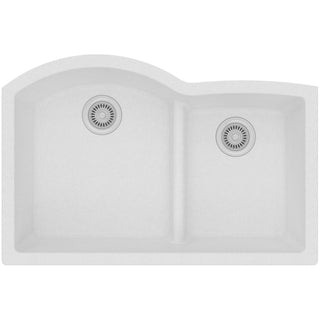 Undermount Kitchen Sink, Quartz Classic, Double Basin, Quartz, 33 x 22 In, White