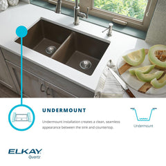 Undermount Kitchen Sink, Quartz Classic, Double Basin, Quartz, White