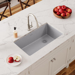 Undermount Kitchen Sink, Quartz Classic, Single Bowl, Gray