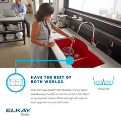 Undermount Kitchen Sink, Quartz Luxe, Double Basin, 33 Inch, Jubilee