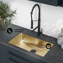 Undermount Kitchen Sink, Rivage, Single Basin in Gold