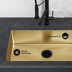 Undermount Kitchen Sink, Rivage, Single Basin in Gold