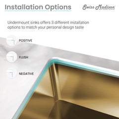 Undermount Kitchen Sink, Rivage, Single Basin in Gold