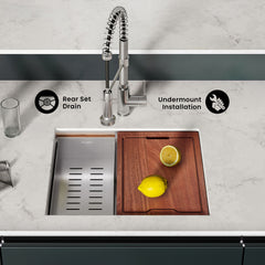 Undermount Kitchen Sink, Rivage, Single Basin in Stainless Steel