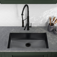 Undermount Kitchen Sink, Rivage, Single Basin, Stainless Steel, Black