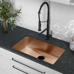 Undermount Kitchen Sink, Rivage, Single Basin Stainless Steel in Rose Gold