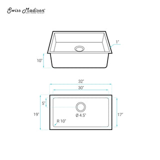 Undermount Kitchen Sink, Rivage, Single Basin, Stainless Steel, 32 x 19 In., Rose Gold