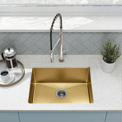 Undermount Kitchen Sink, Rivage, Single Bowl in Gold Stainless Steel