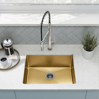 Undermount Kitchen Sink, Rivage, Single Bowl in Gold Stainless Steel