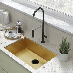 Undermount Kitchen Sink, Rivage, Single Bowl in Gold Stainless Steel