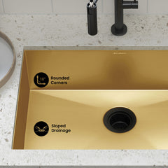 Undermount Kitchen Sink, Rivage, Single Bowl in Gold Stainless Steel