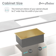 Undermount Kitchen Sink, Rivage, Single Bowl in Gold Stainless Steel