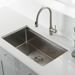 Undermount Kitchen Sink, Single Bowl, 316 Marine Grade Stainless Steel, 33 Inch, Silver