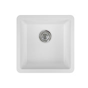 Undermount Kitchen Sink, 17 in Single Bowl in White Fireclay