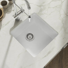 Undermount Kitchen Sink, Single Bowl, Fireclay, 17 x 17 In, White