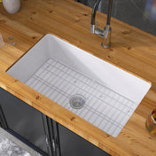 Undermount Kitchen Sink, Single Bowl, Fireclay, 32 x 19 Inch, White