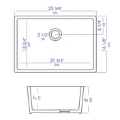 Undermount Kitchen Sink, Single Bowl, Fireclay, White