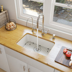 Undermount Kitchen Sink, Single Bowl, Fireclay, White