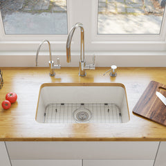 Undermount Kitchen Sink, Single Bowl, Fireclay, White