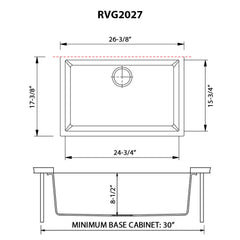 Undermount Kitchen Sink, Single Bowl, Granite Composite, 27 x 18 In, Midnight Black